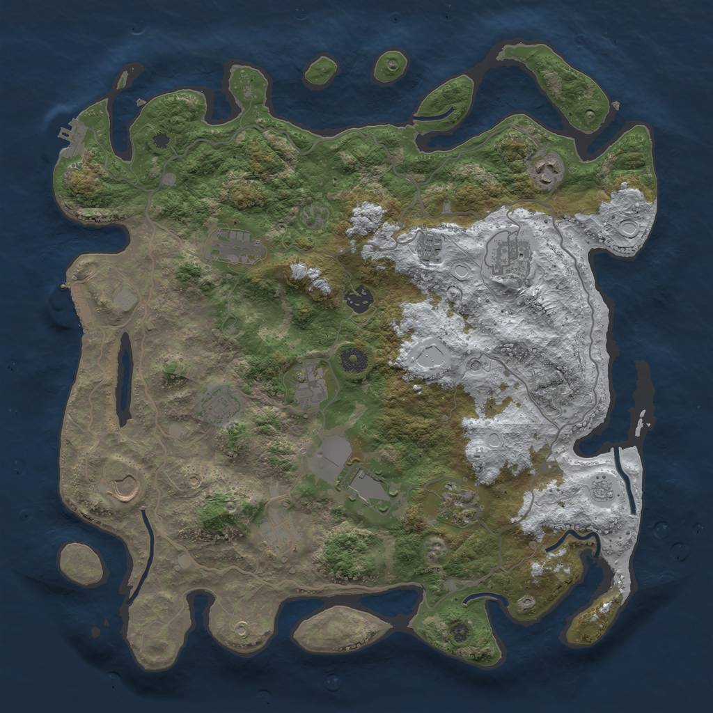 Rust Map: Procedural Map, Size: 4000, Seed: 1747253162, 20 Monuments