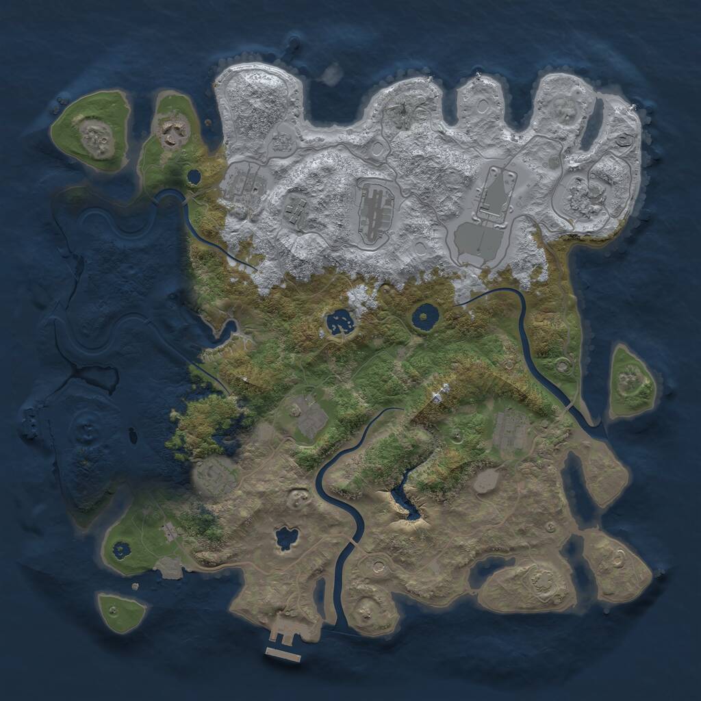 Rust Map: Procedural Map, Size: 4000, Seed: 956345, 16 Monuments