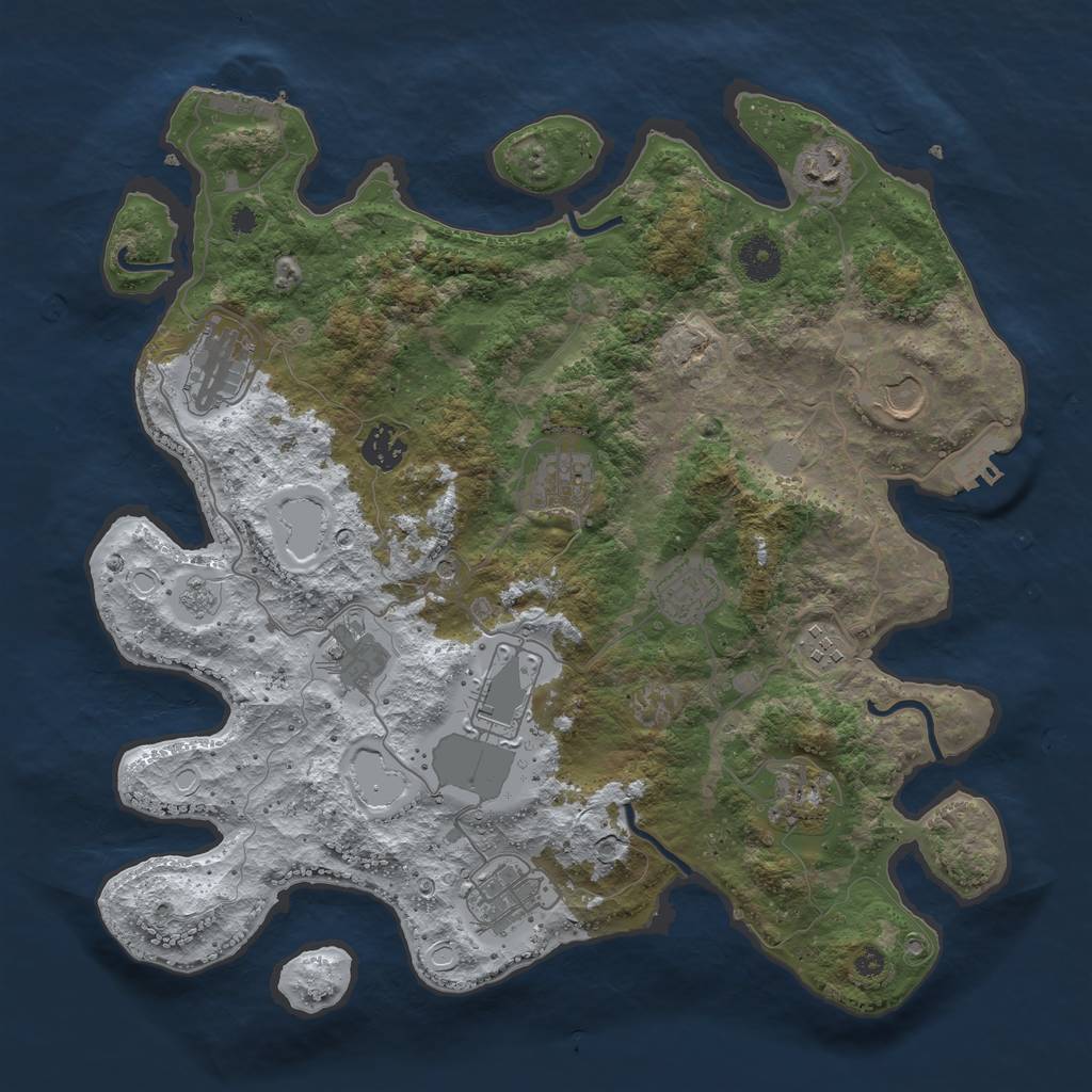 Rust Map: Procedural Map, Size: 3750, Seed: 1850628489, 20 Monuments
