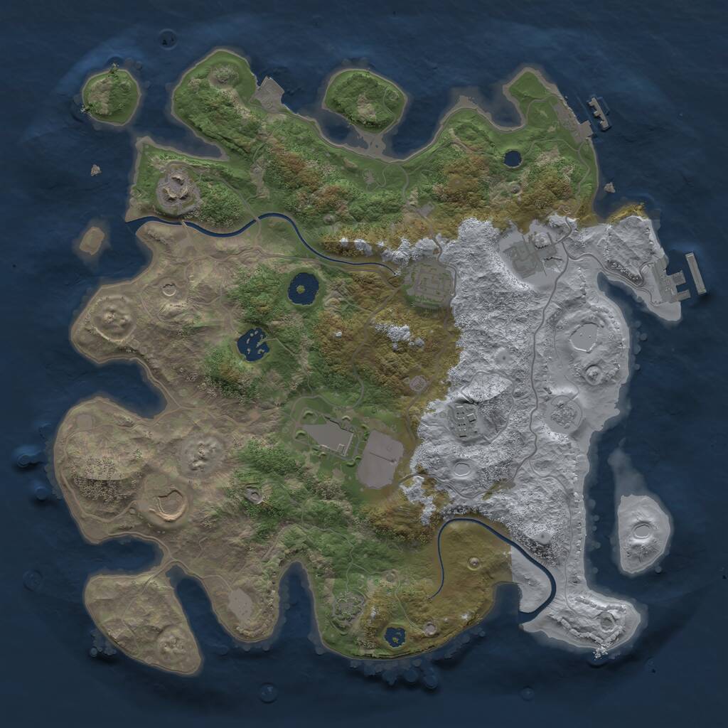 Rust Map: Procedural Map, Size: 3500, Seed: 212316523, 13 Monuments