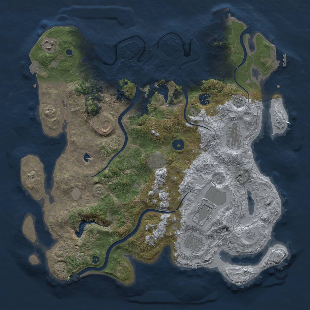 Rust Map: Procedural Map, Size: 4000, Seed: 230384, 14 Monuments
