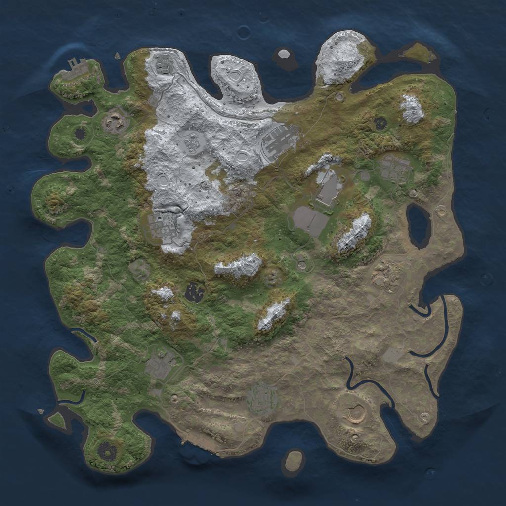 Rust Map: Procedural Map, Size: 3900, Seed: 255634800, 20 Monuments