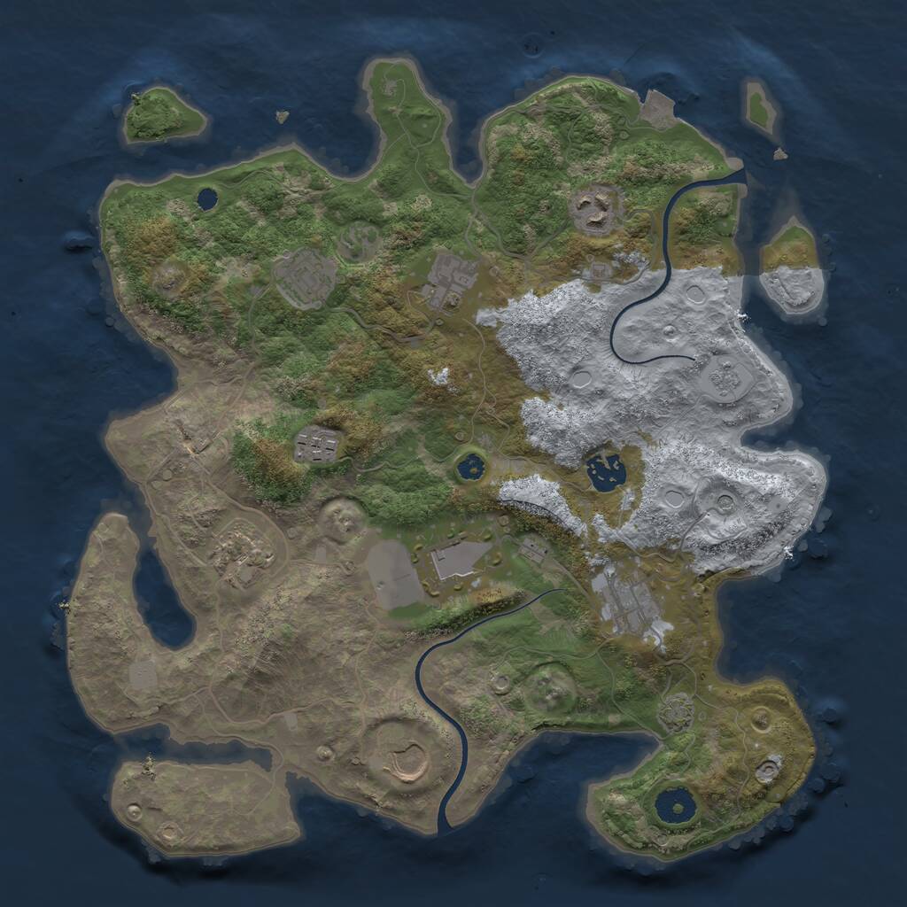 Rust Map: Procedural Map, Size: 3550, Seed: 676732, 13 Monuments