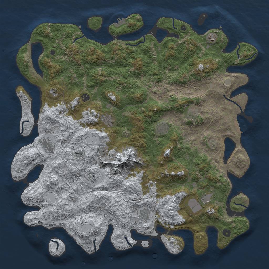 Rust Map: Procedural Map, Size: 5000, Seed: 952444164, 19 Monuments