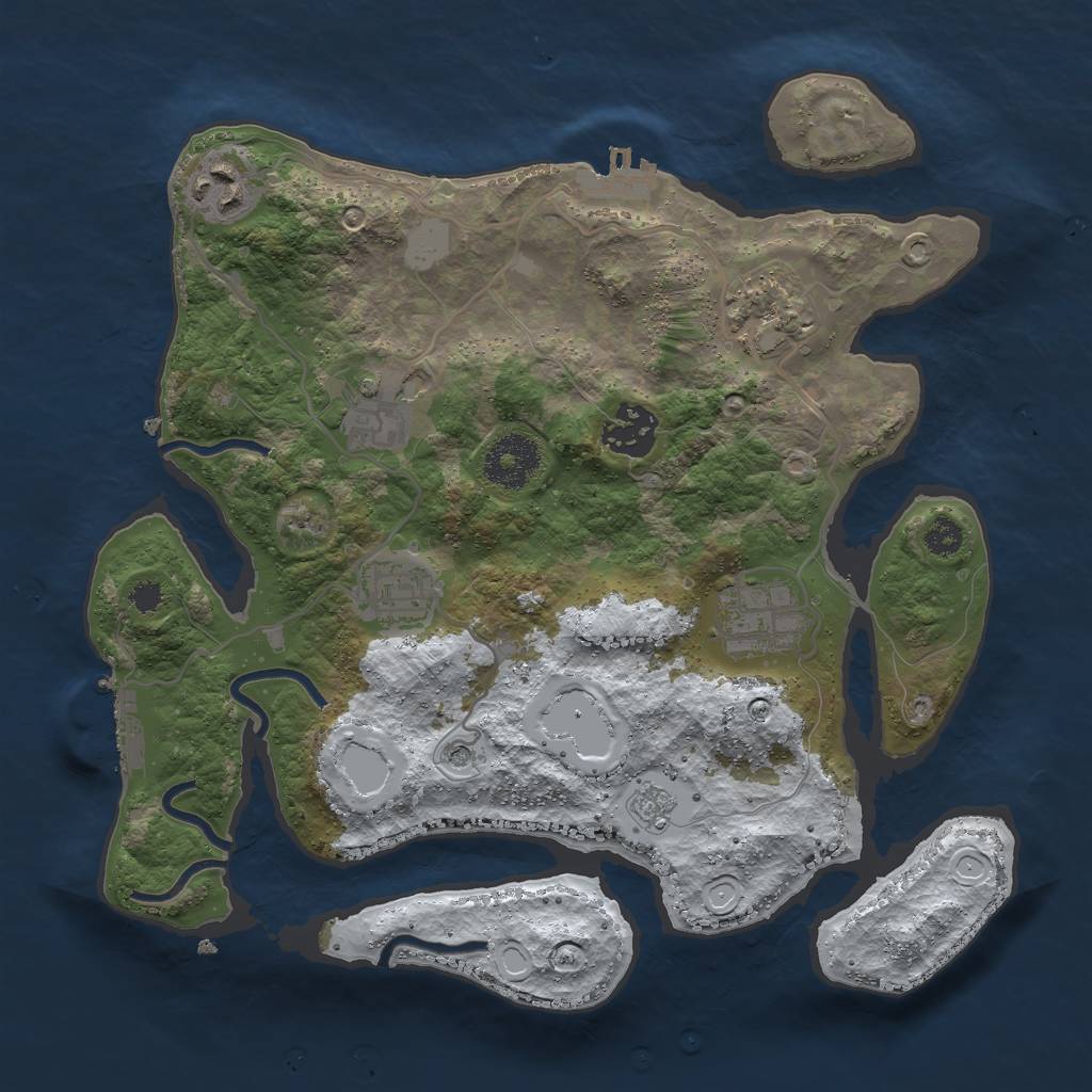 Rust Map: Procedural Map, Size: 3000, Seed: 17037, 15 Monuments