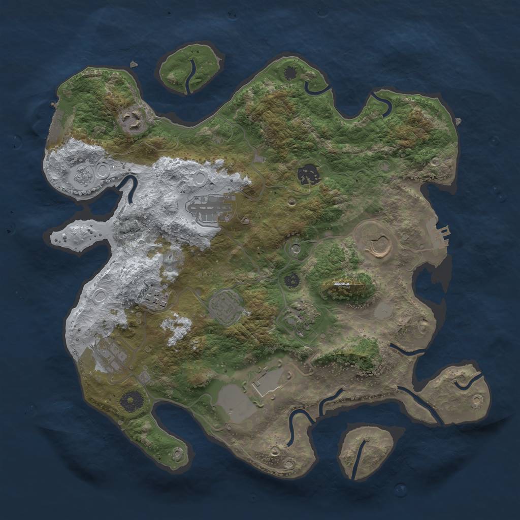 Rust Map: Procedural Map, Size: 3550, Seed: 544825, 18 Monuments
