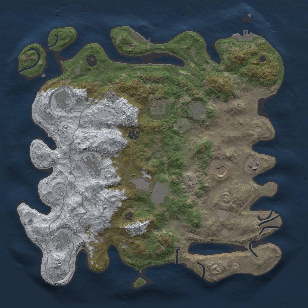 Rust Map: Procedural Map, Size: 4000, Seed: 364364, 19 Monuments