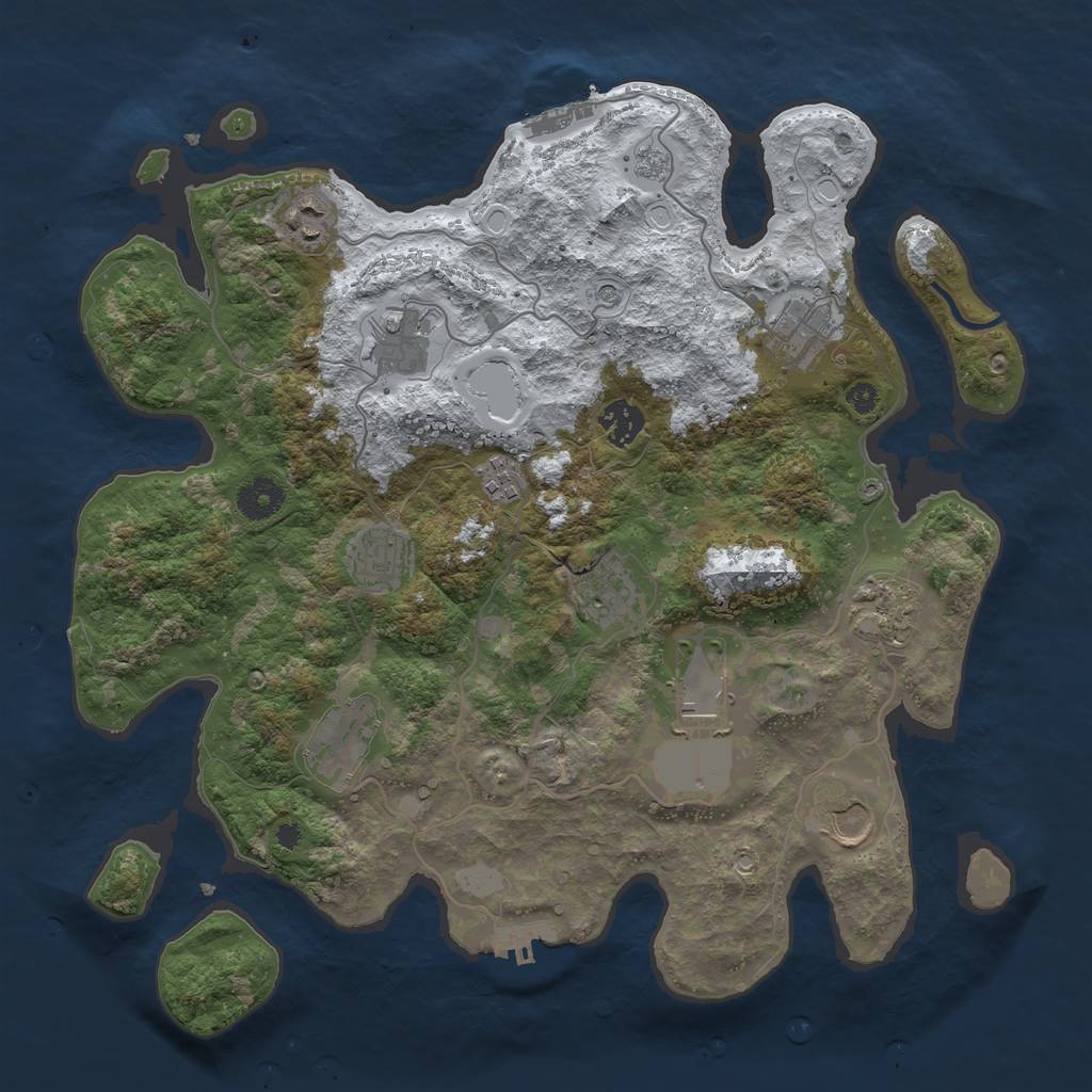 Rust Map: Procedural Map, Size: 3700, Seed: 633300499, 20 Monuments