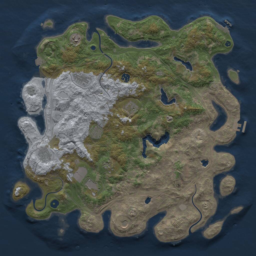 Rust Map: Procedural Map, Size: 4500, Seed: 635485215, 16 Monuments