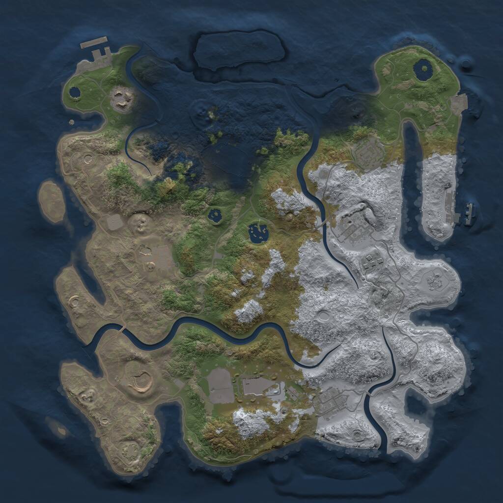 Rust Map: Procedural Map, Size: 3700, Seed: 576177, 16 Monuments