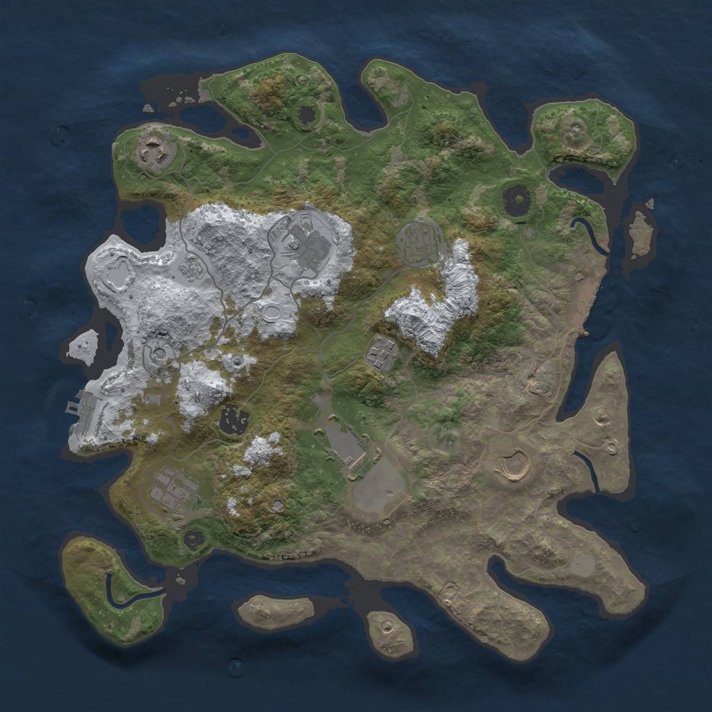 Rust Map: Procedural Map, Size: 3550, Seed: 986622, 17 Monuments