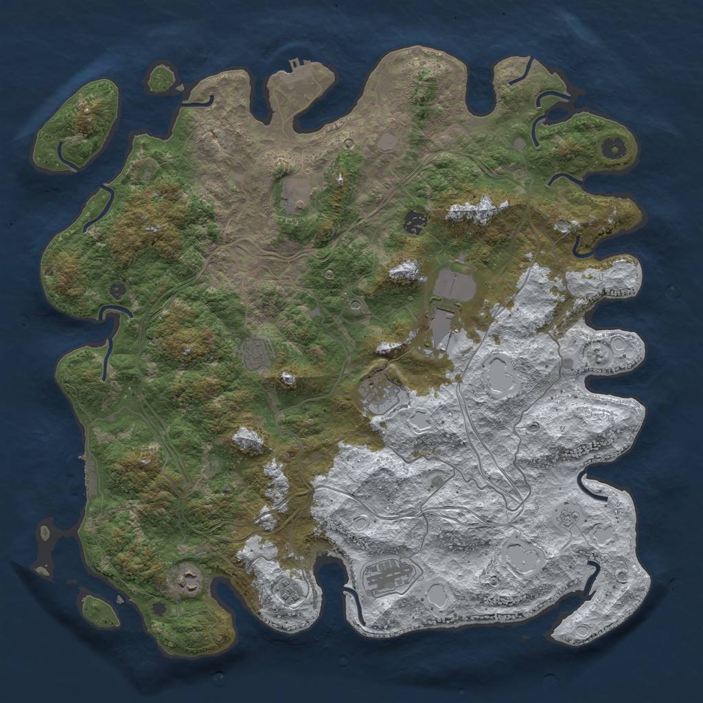 Rust Map: Procedural Map, Size: 4500, Seed: 3758503, 17 Monuments