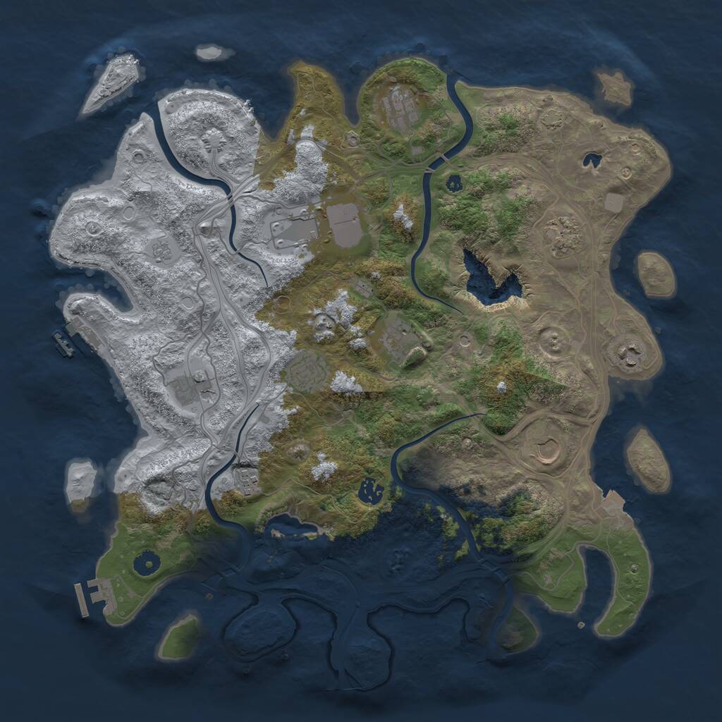 Rust Map: Procedural Map, Size: 4250, Seed: 492880405, 16 Monuments