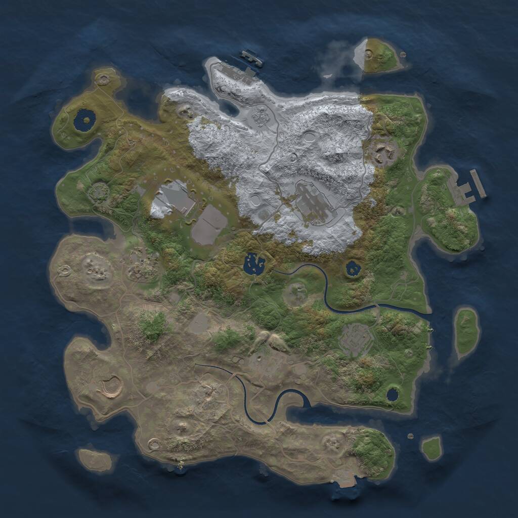 Rust Map: Procedural Map, Size: 3500, Seed: 258077507, 13 Monuments