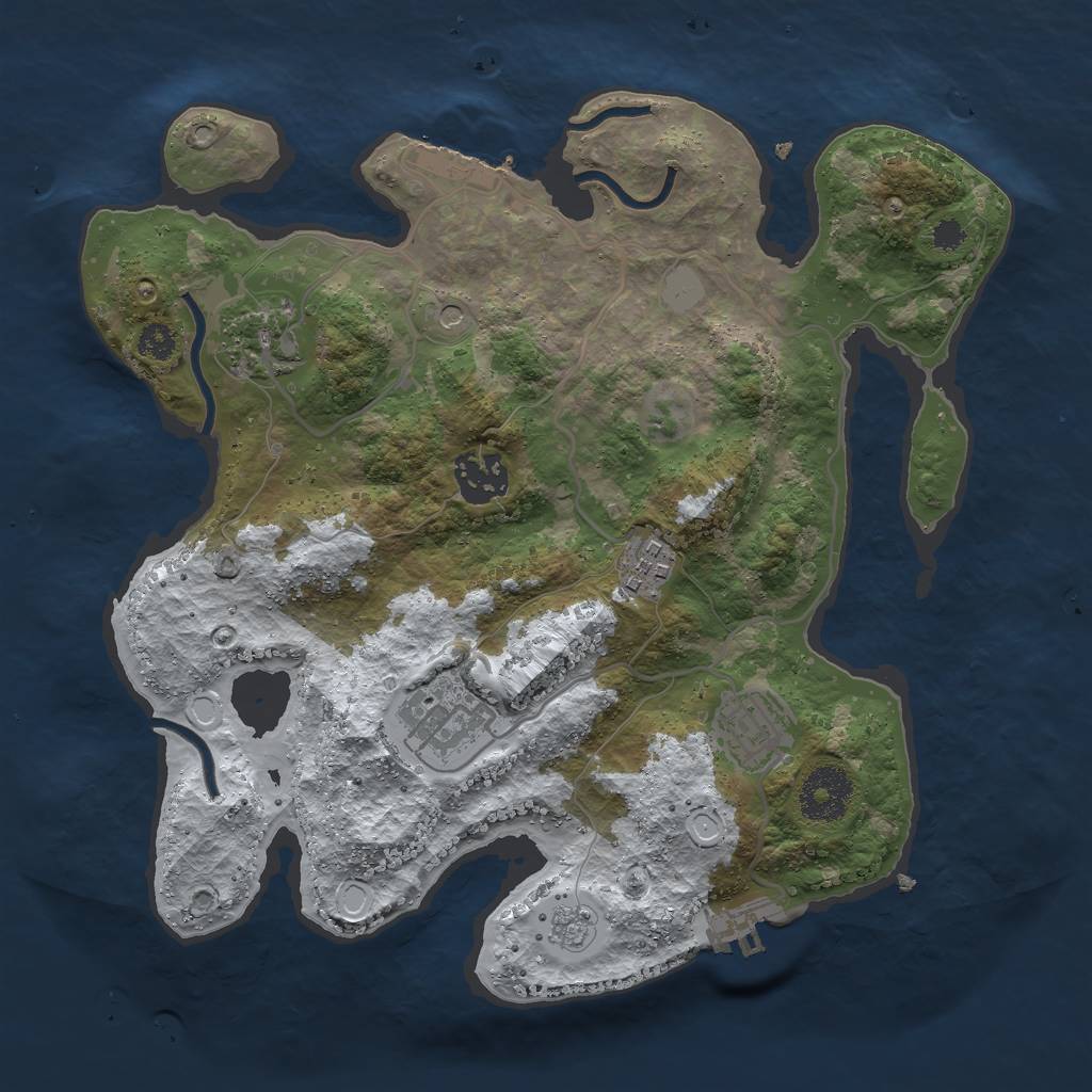 Rust Map: Procedural Map, Size: 3000, Seed: 652994937, 14 Monuments