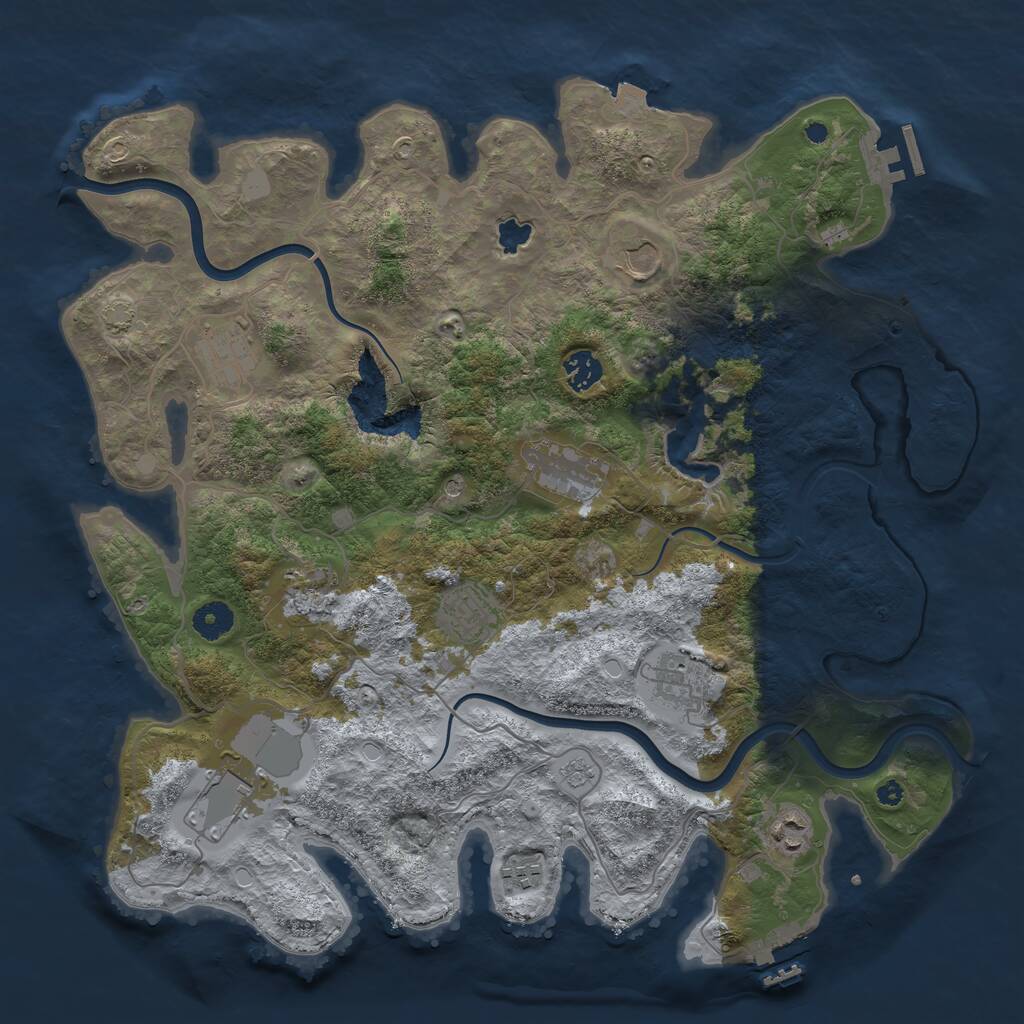 Rust Map: Procedural Map, Size: 4000, Seed: 580825066, 16 Monuments
