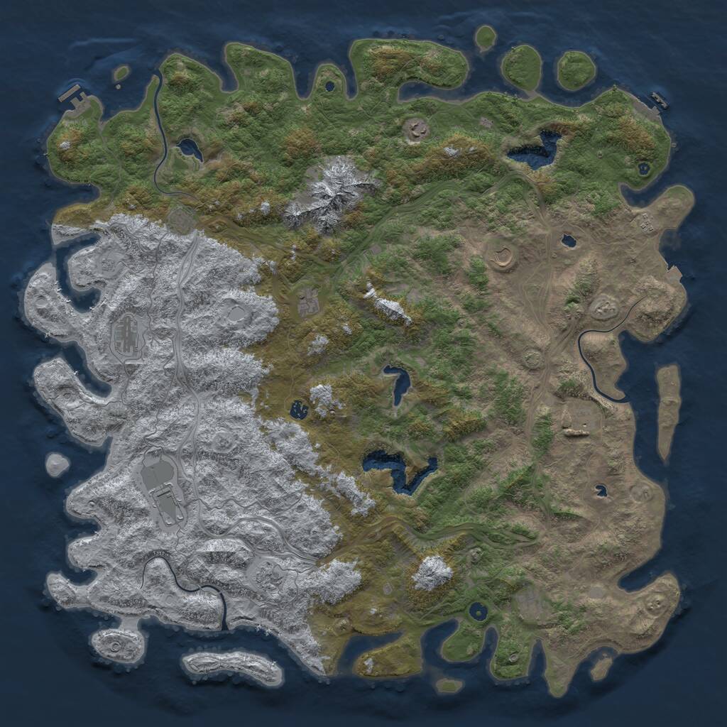 Rust Map: Procedural Map, Size: 6000, Seed: 3925872, 17 Monuments