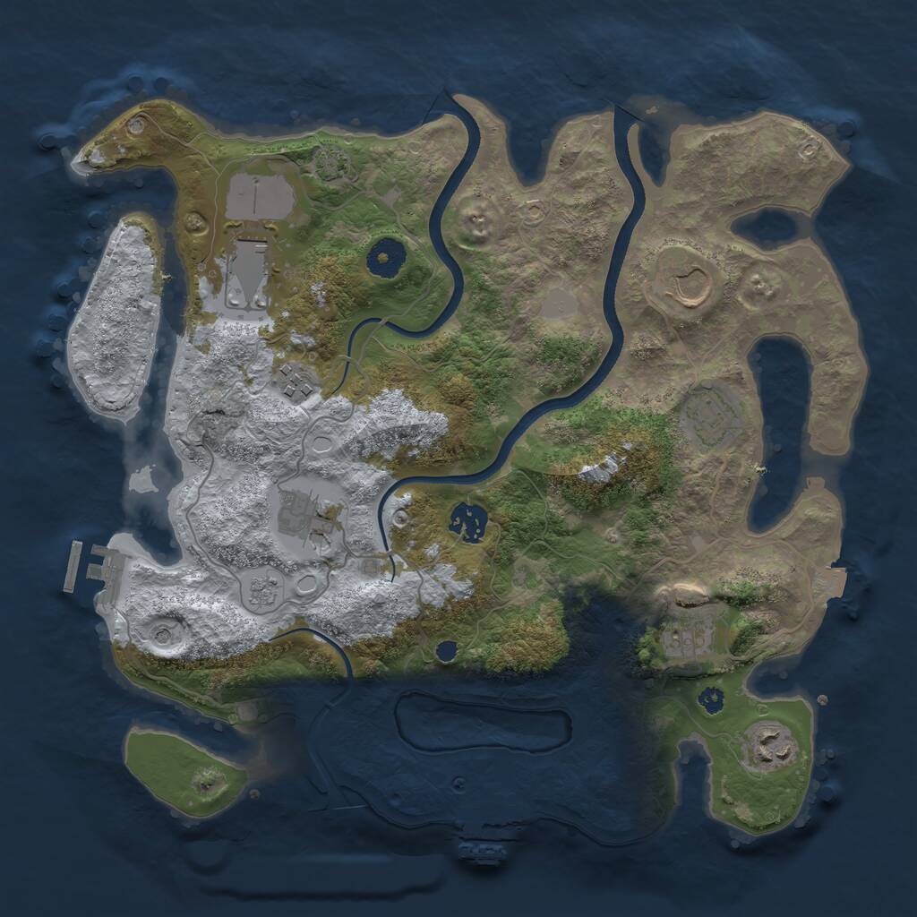 Rust Map: Procedural Map, Size: 3550, Seed: 820593, 14 Monuments