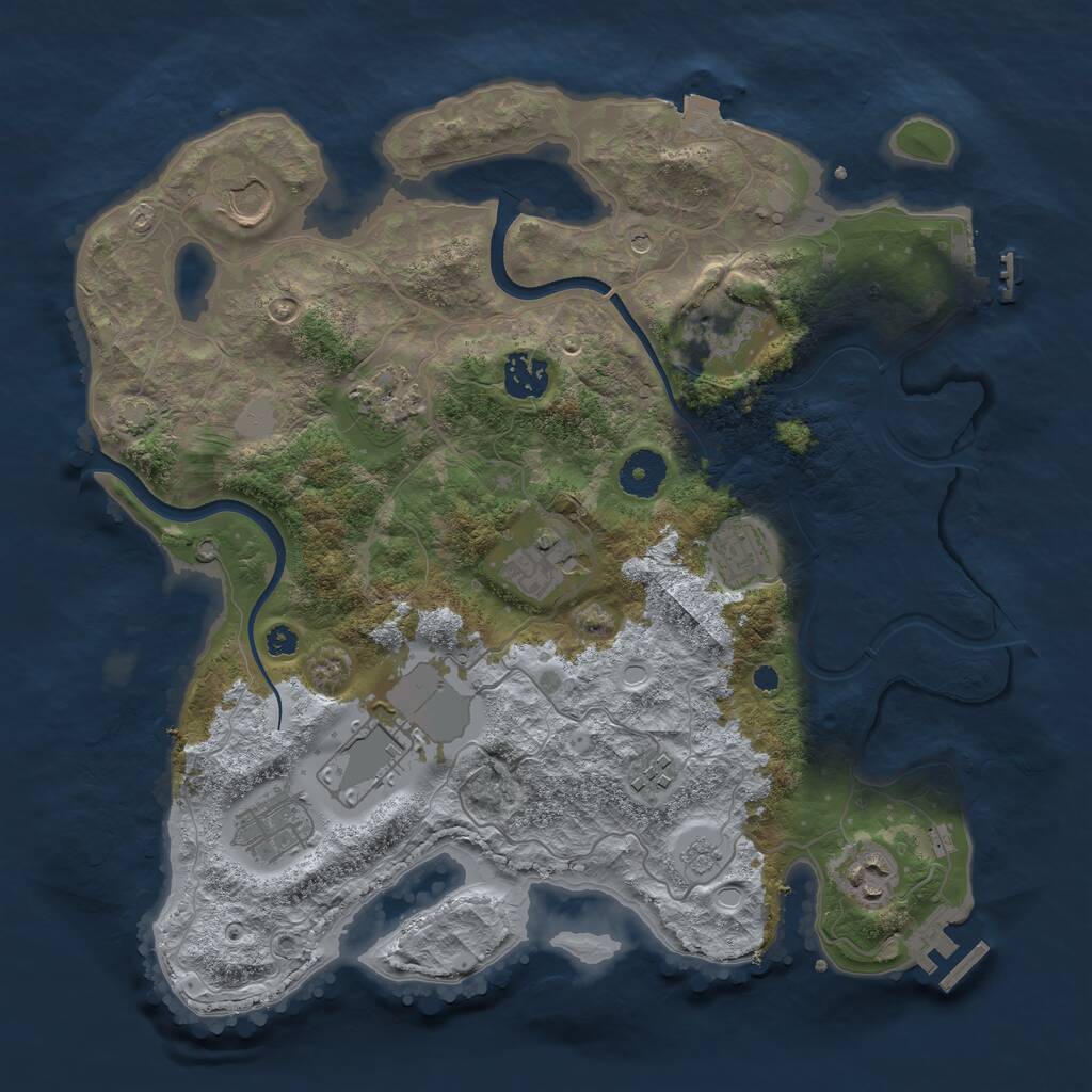 Rust Map: Procedural Map, Size: 3550, Seed: 850494, 16 Monuments