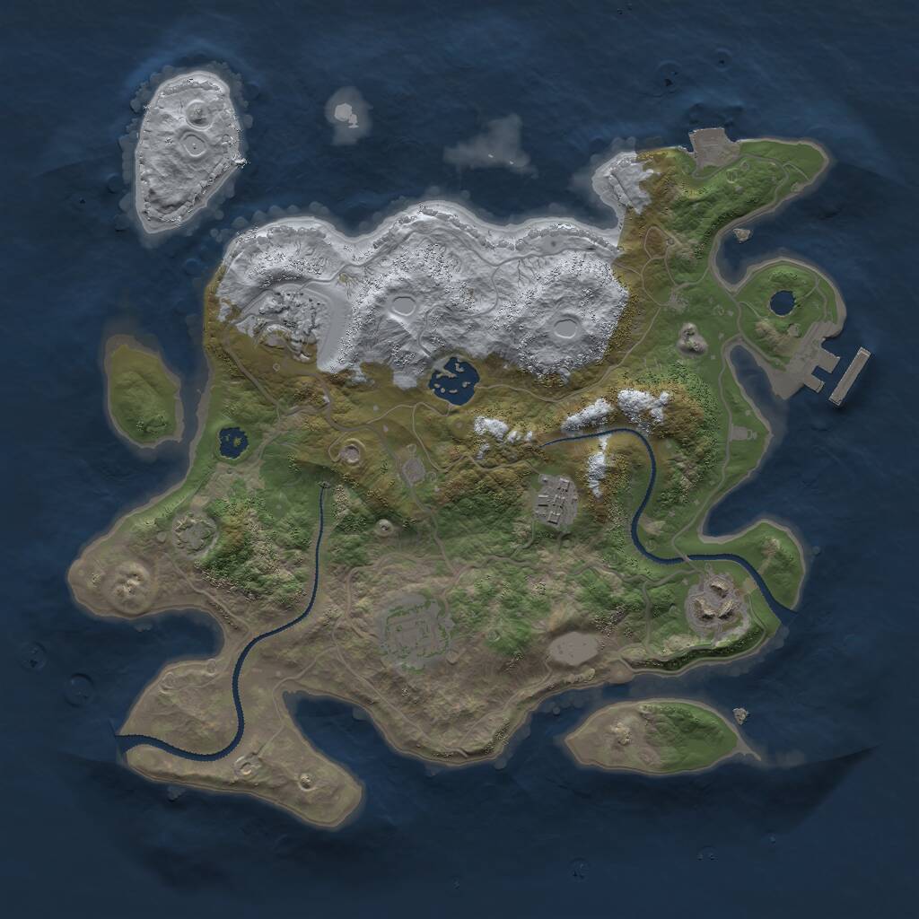 Rust Map: Procedural Map, Size: 3000, Seed: 604951611, 8 Monuments