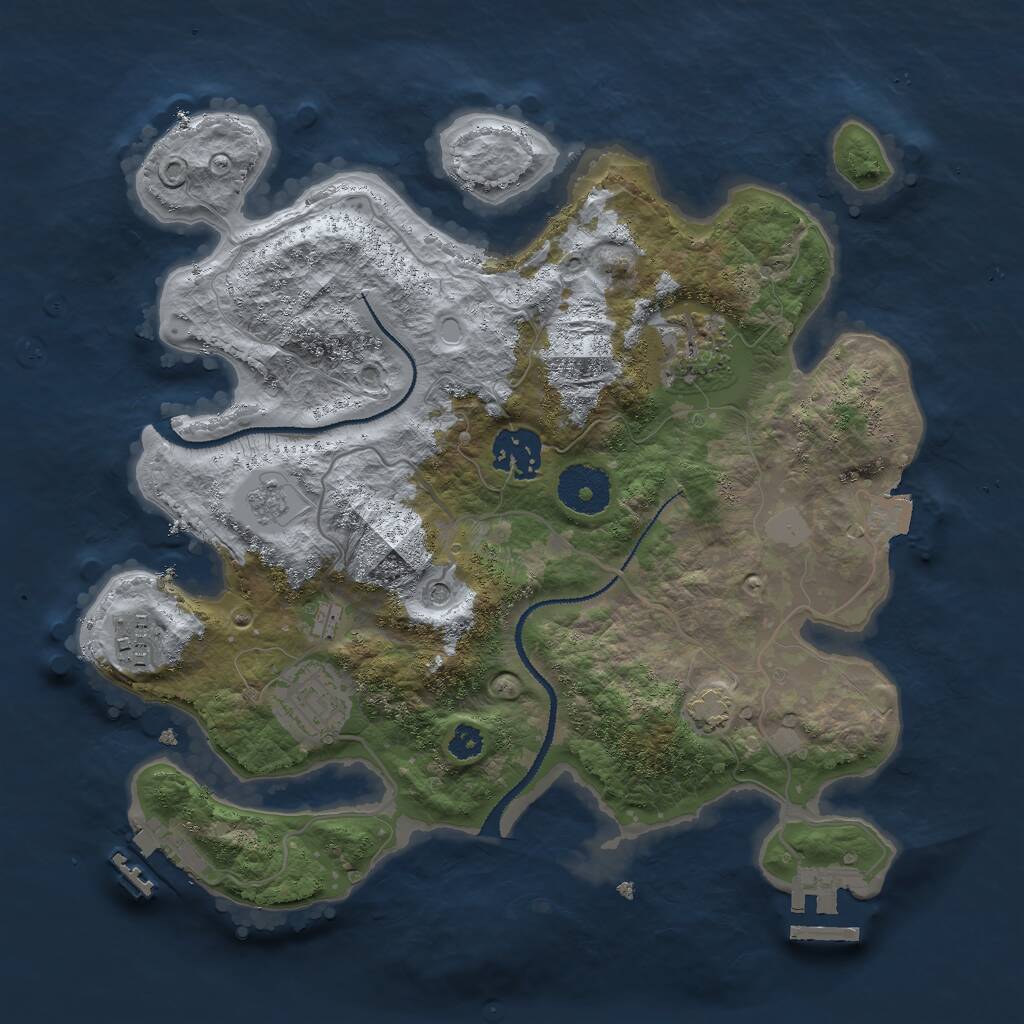 Rust Map: Procedural Map, Size: 3000, Seed: 2081000575, 10 Monuments
