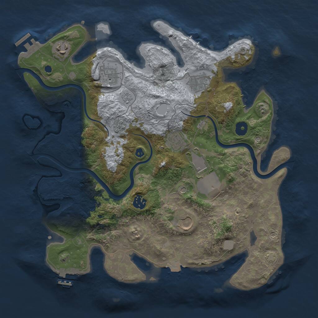 Rust Map: Procedural Map, Size: 3565, Seed: 1672578403, 14 Monuments