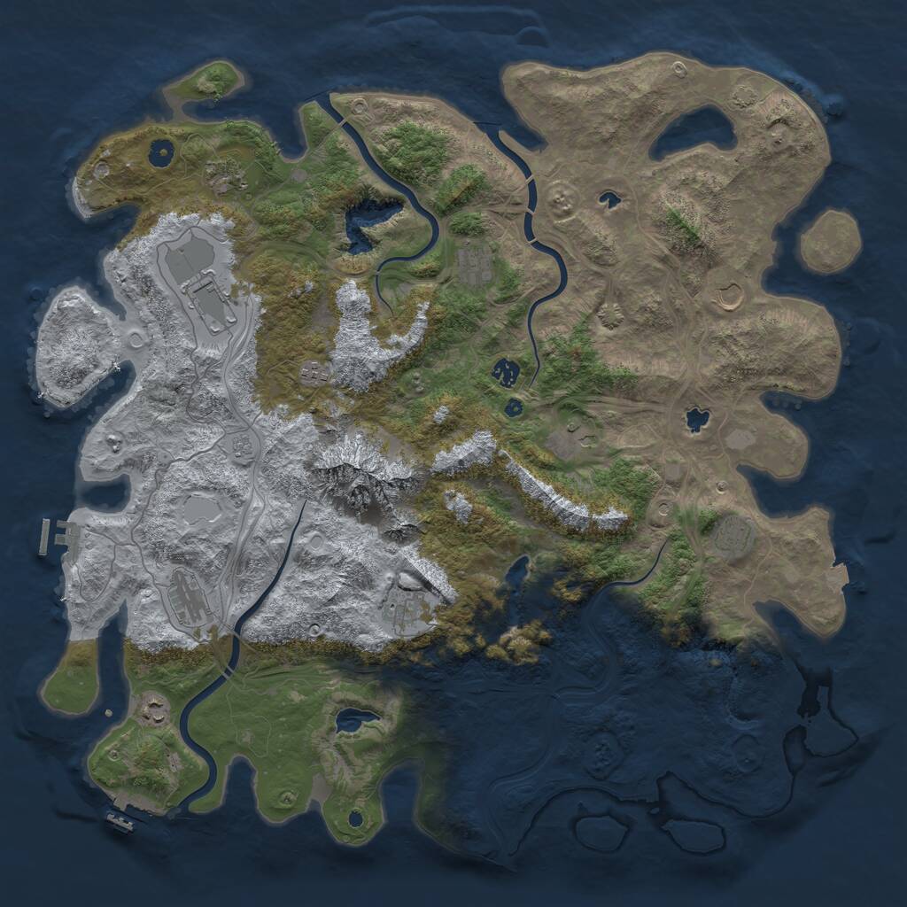 Rust Map: Procedural Map, Size: 5000, Seed: 3839, 17 Monuments