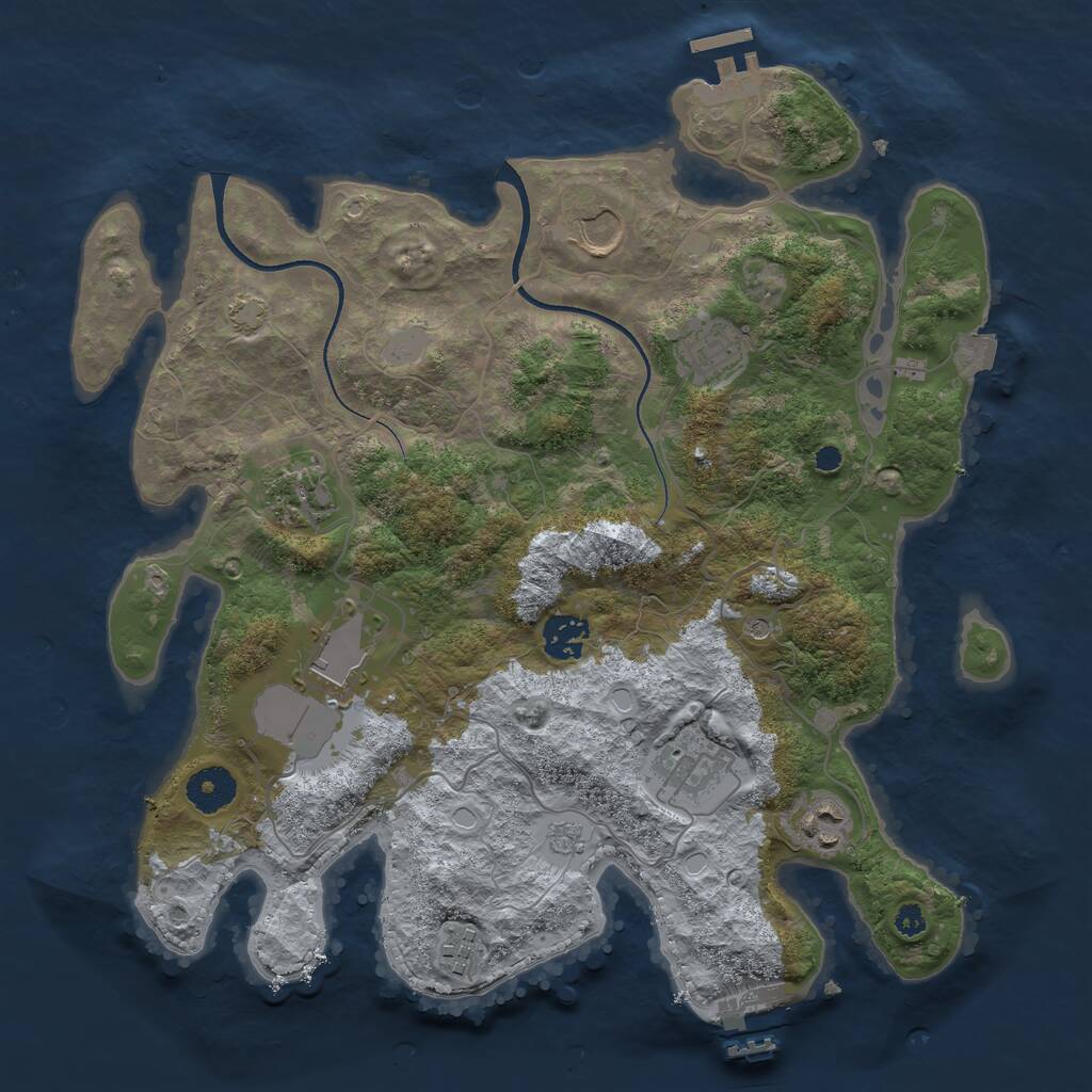 Rust Map: Procedural Map, Size: 3500, Seed: 121233554, 14 Monuments