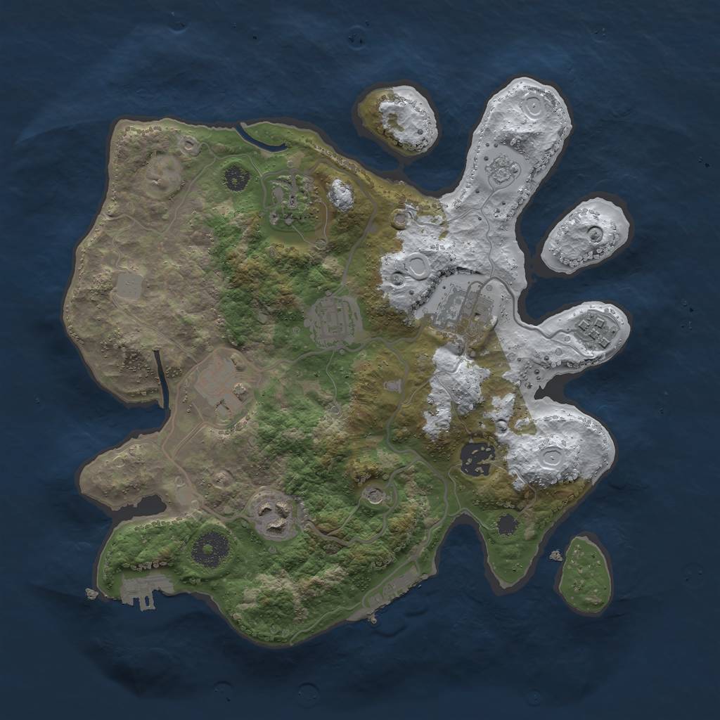 Rust Map: Procedural Map, Size: 3000, Seed: 12864, 16 Monuments