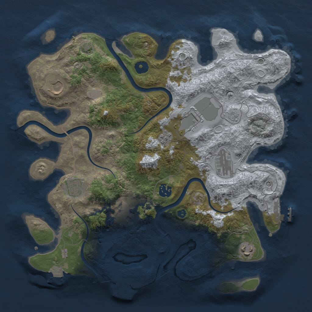 Rust Map: Procedural Map, Size: 3550, Seed: 214085, 14 Monuments