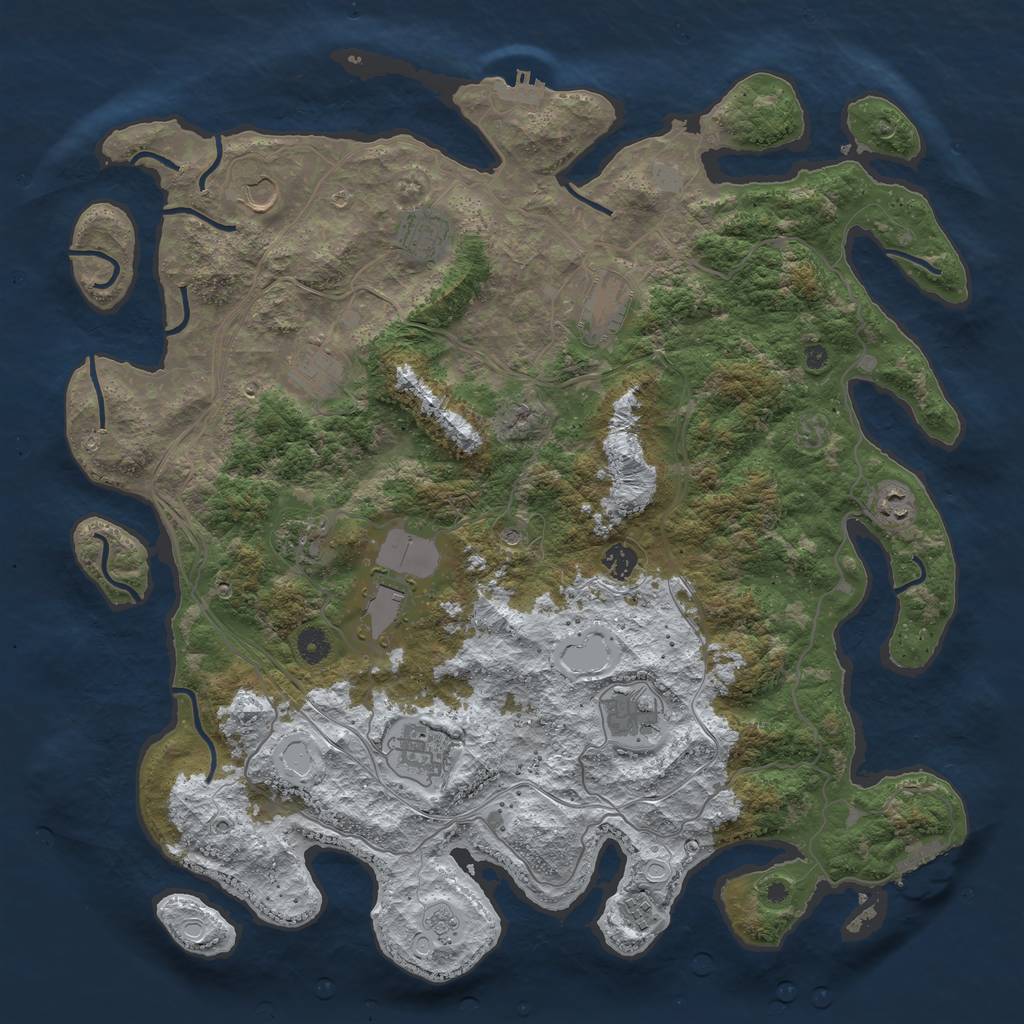 Rust Map: Procedural Map, Size: 4500, Seed: 476740230, 20 Monuments