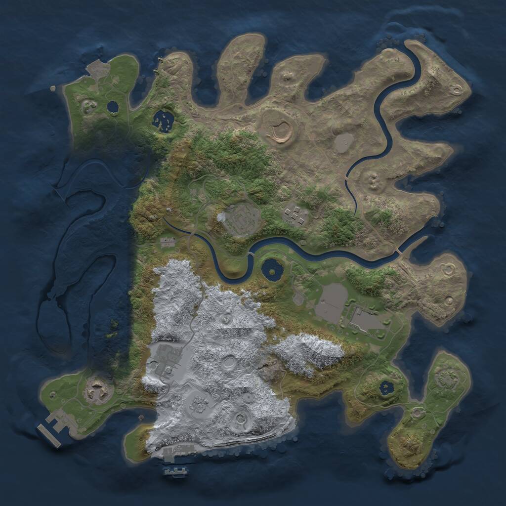 Rust Map: Procedural Map, Size: 3500, Seed: 426487005, 13 Monuments
