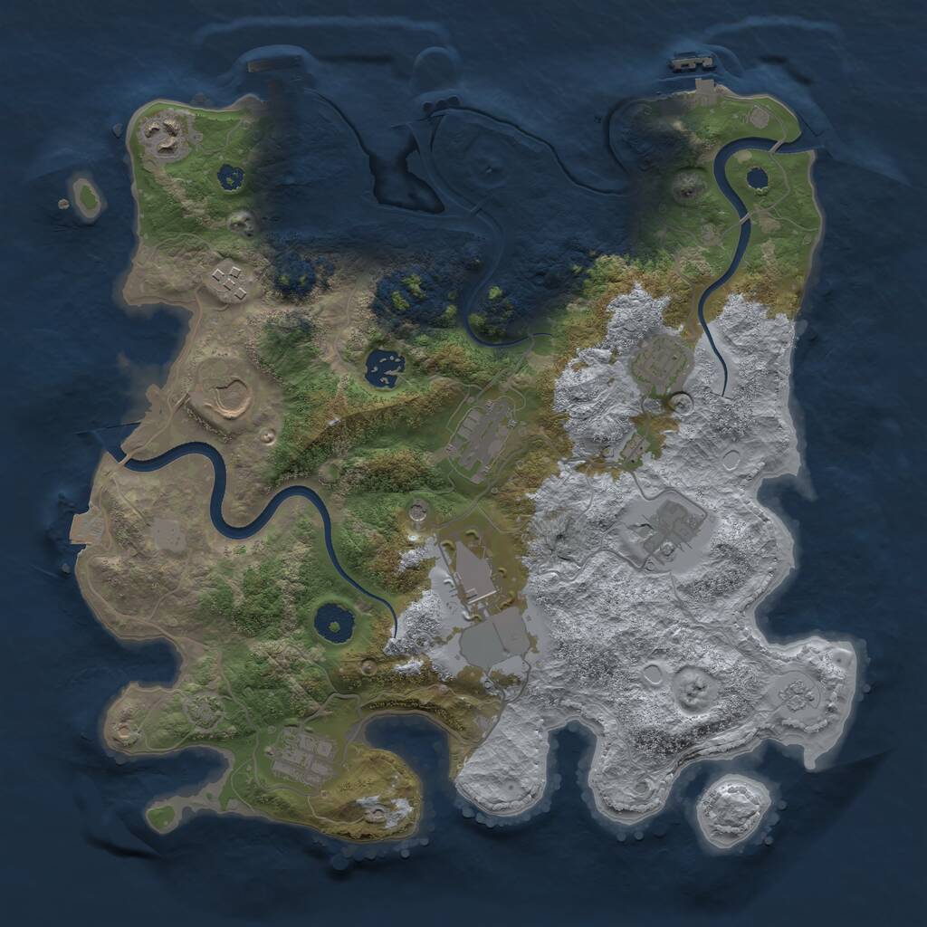 Rust Map: Procedural Map, Size: 3550, Seed: 642822, 15 Monuments