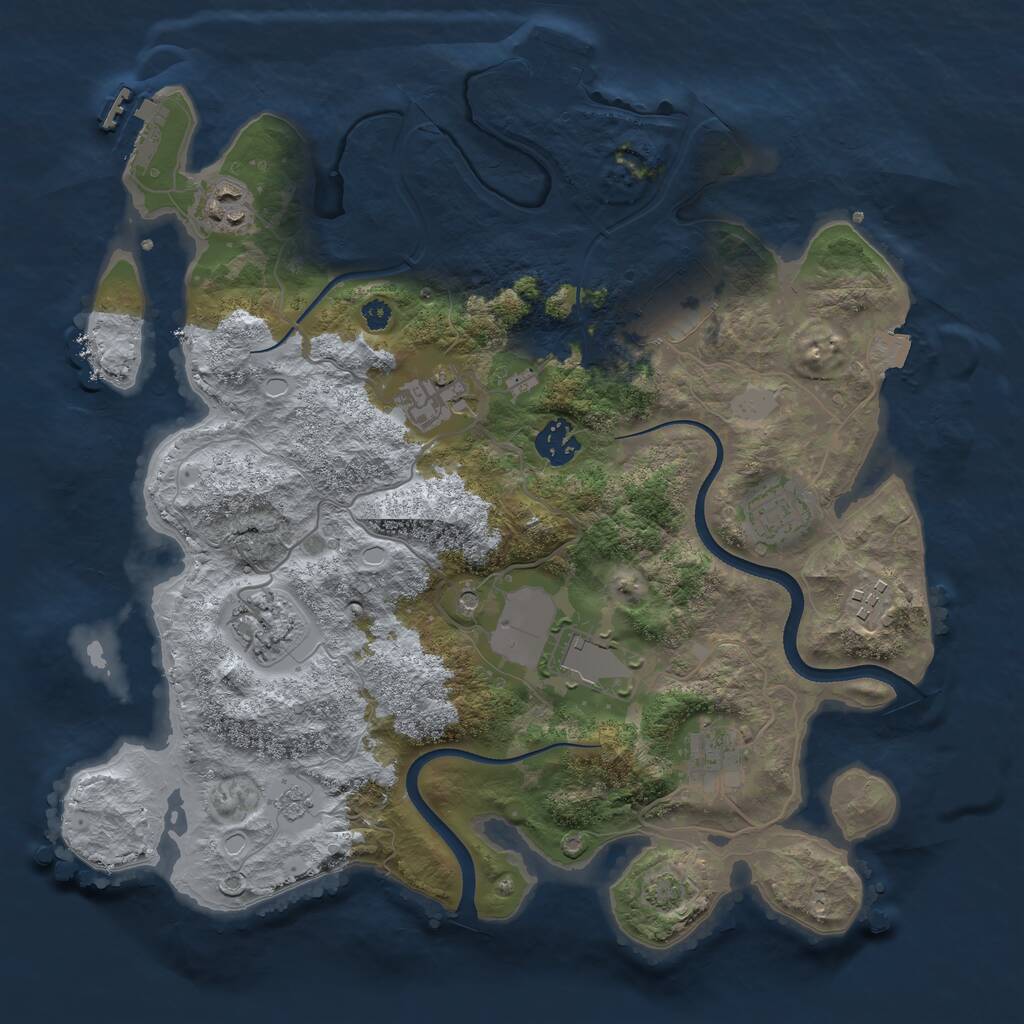Rust Map: Procedural Map, Size: 3500, Seed: 609567202, 15 Monuments