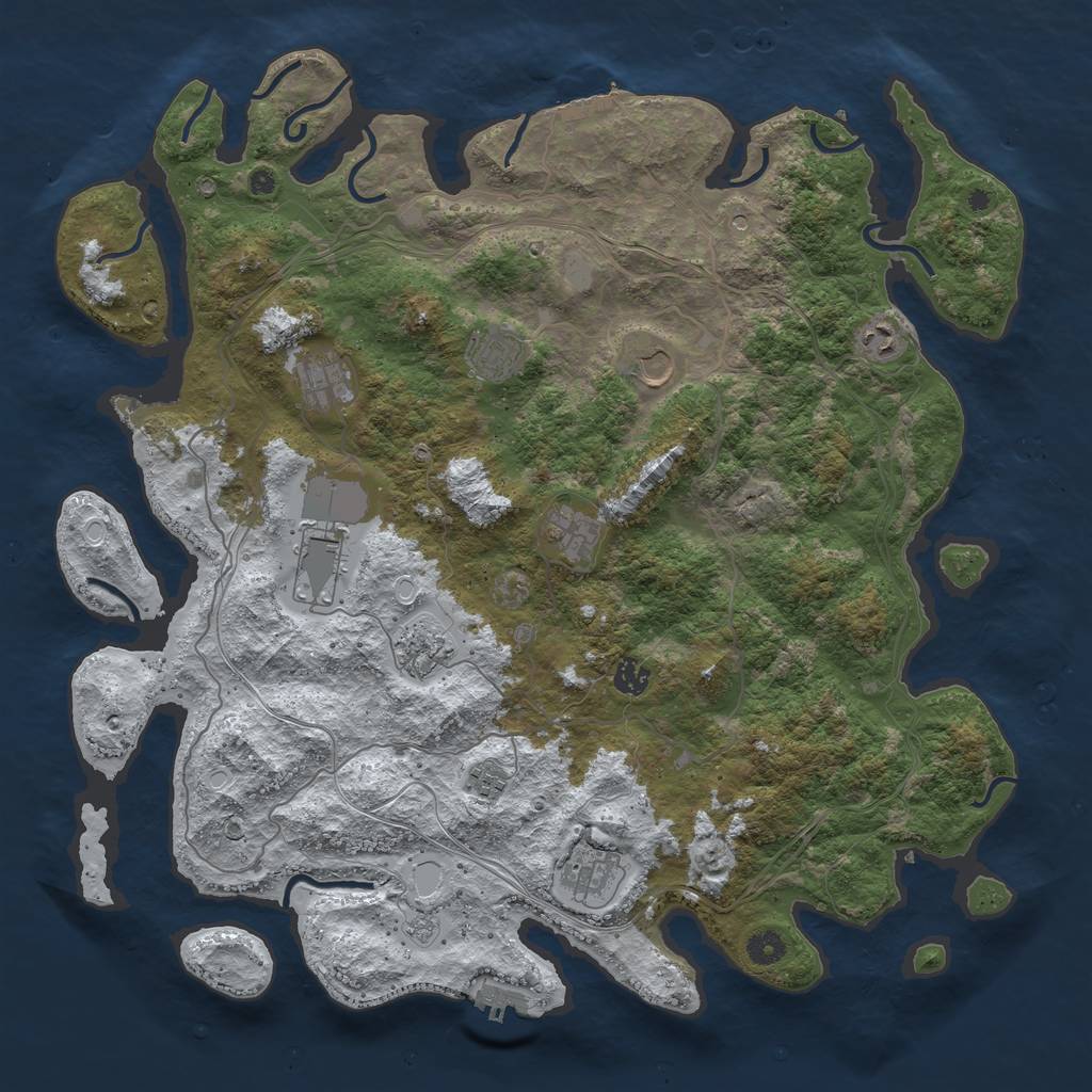 Rust Map: Procedural Map, Size: 4500, Seed: 1337099509, 19 Monuments