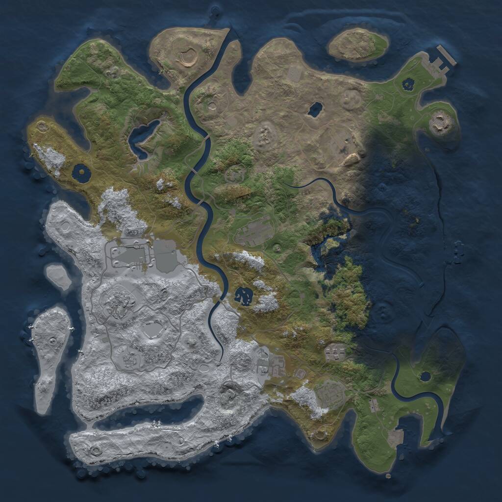 Rust Map: Procedural Map, Size: 4000, Seed: 710658, 16 Monuments