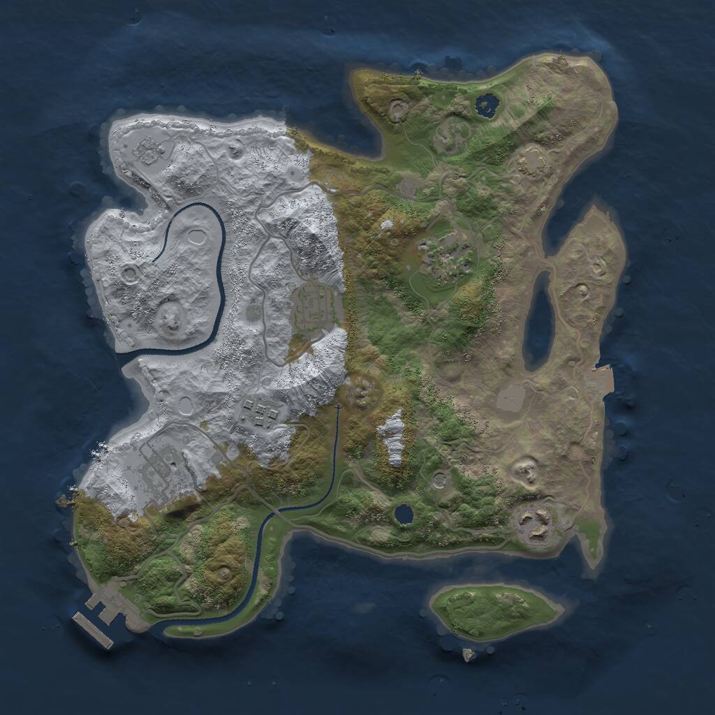 Rust Map: Procedural Map, Size: 3000, Seed: 21883, 10 Monuments