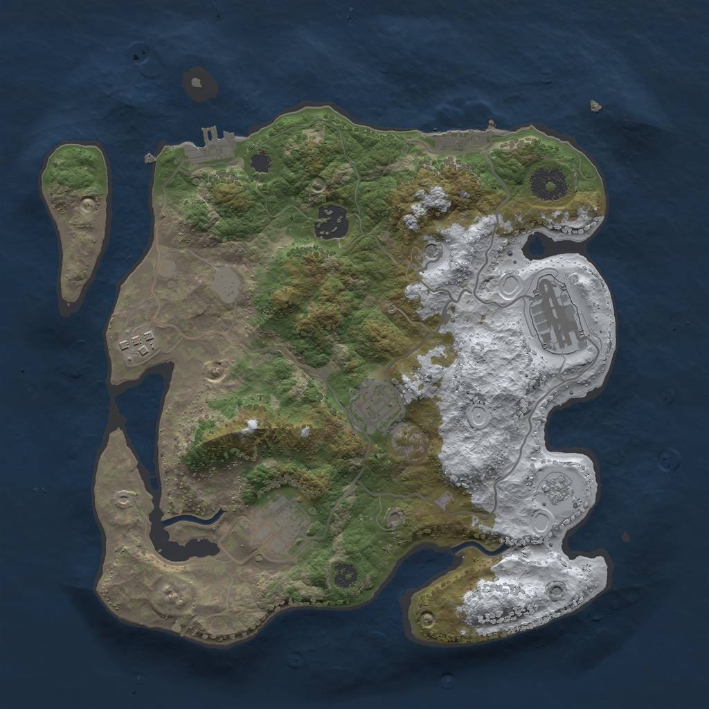 Rust Map: Procedural Map, Size: 3000, Seed: 26353, 14 Monuments
