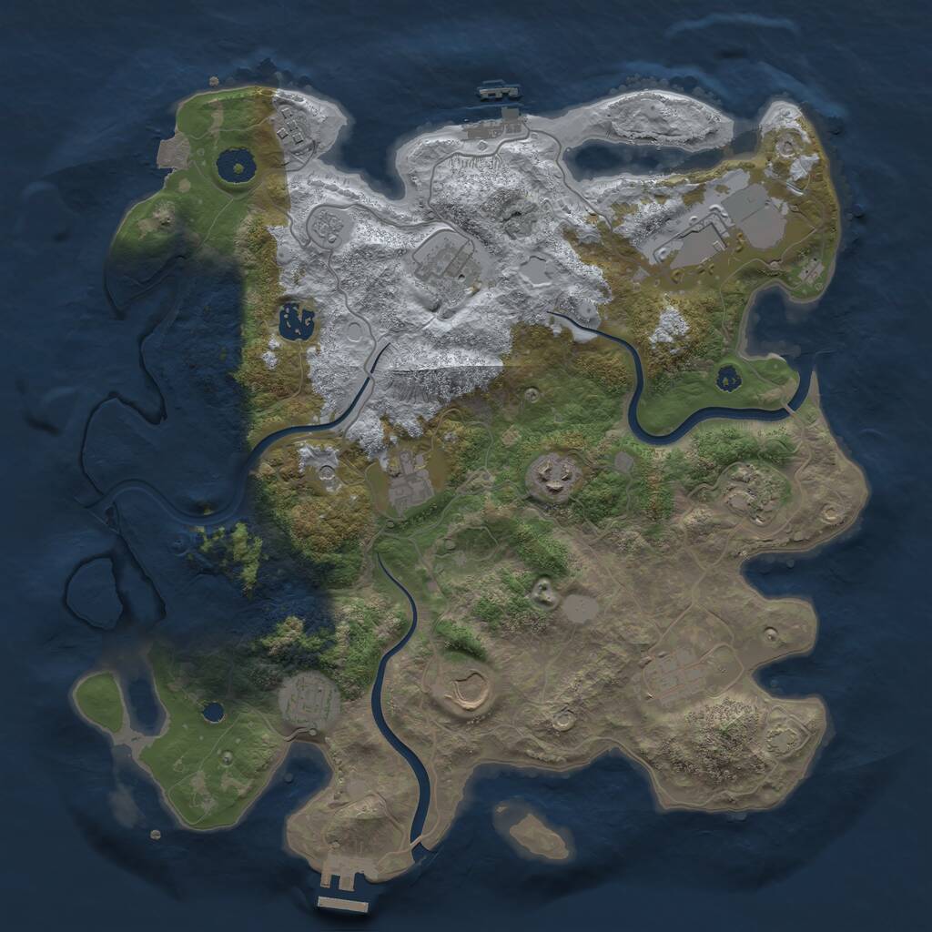 Rust Map: Procedural Map, Size: 3750, Seed: 1074930, 16 Monuments