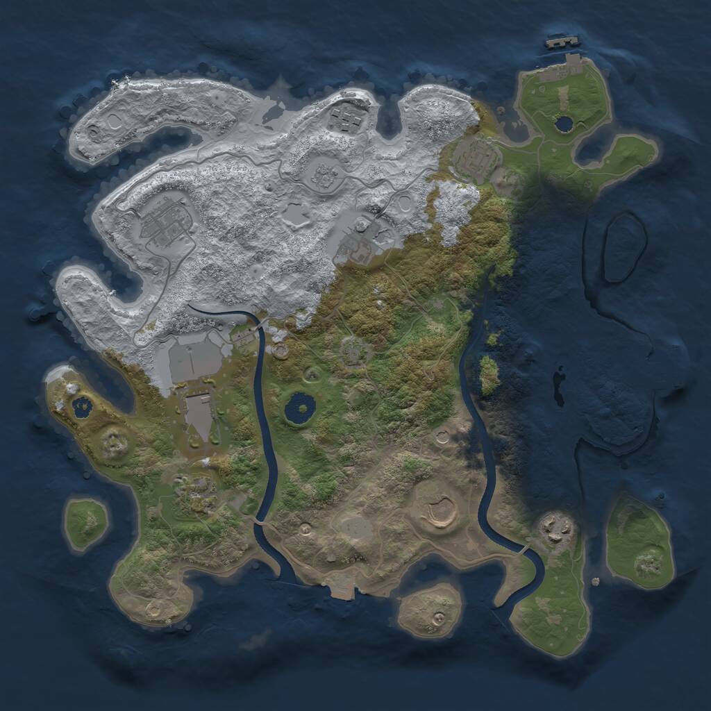 Rust Map: Procedural Map, Size: 3500, Seed: 52397, 14 Monuments
