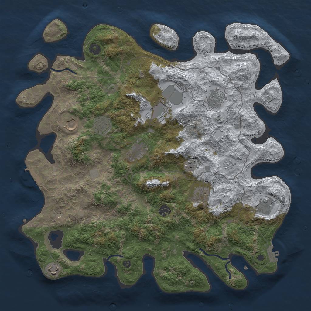 Rust Map: Procedural Map, Size: 4000, Seed: 19980, 19 Monuments