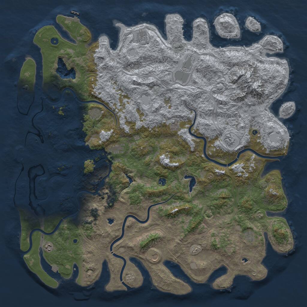 Rust Map: Procedural Map, Size: 6000, Seed: 2037335839, 17 Monuments