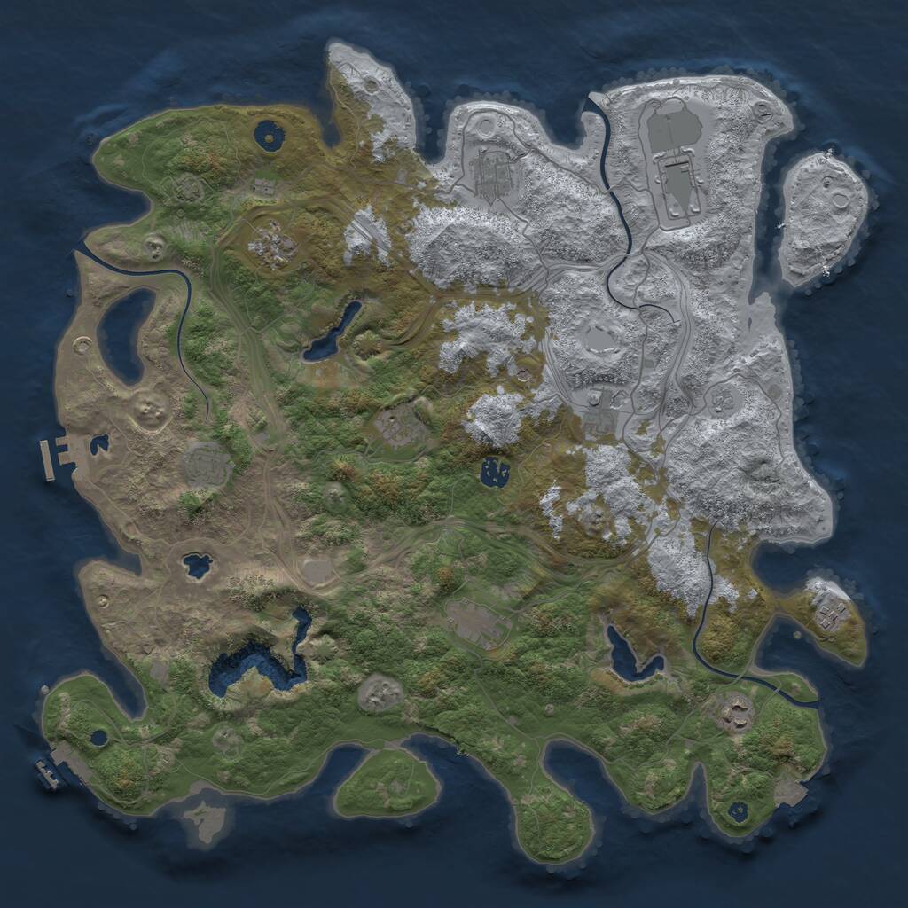 Rust Map: Procedural Map, Size: 4500, Seed: 773688300, 16 Monuments