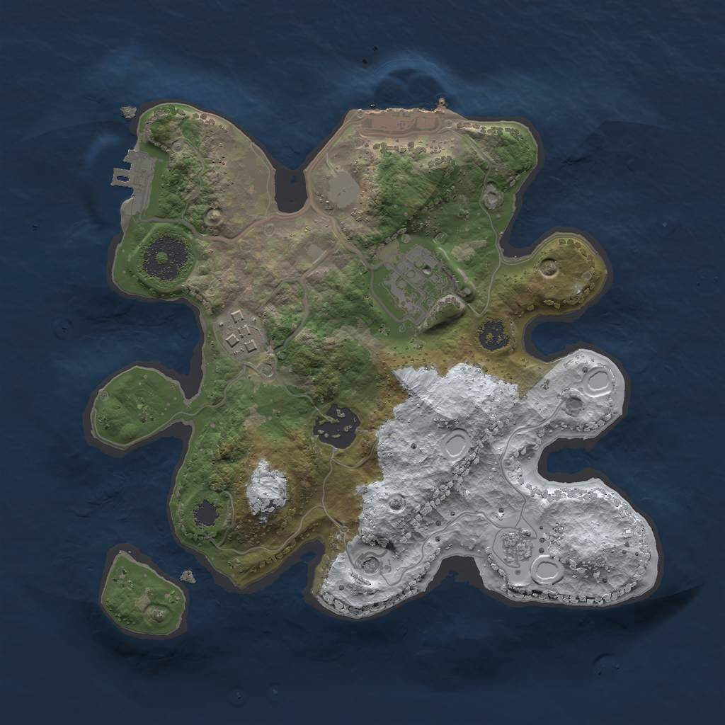 Rust Map: Procedural Map, Size: 2500, Seed: 984625, 12 Monuments