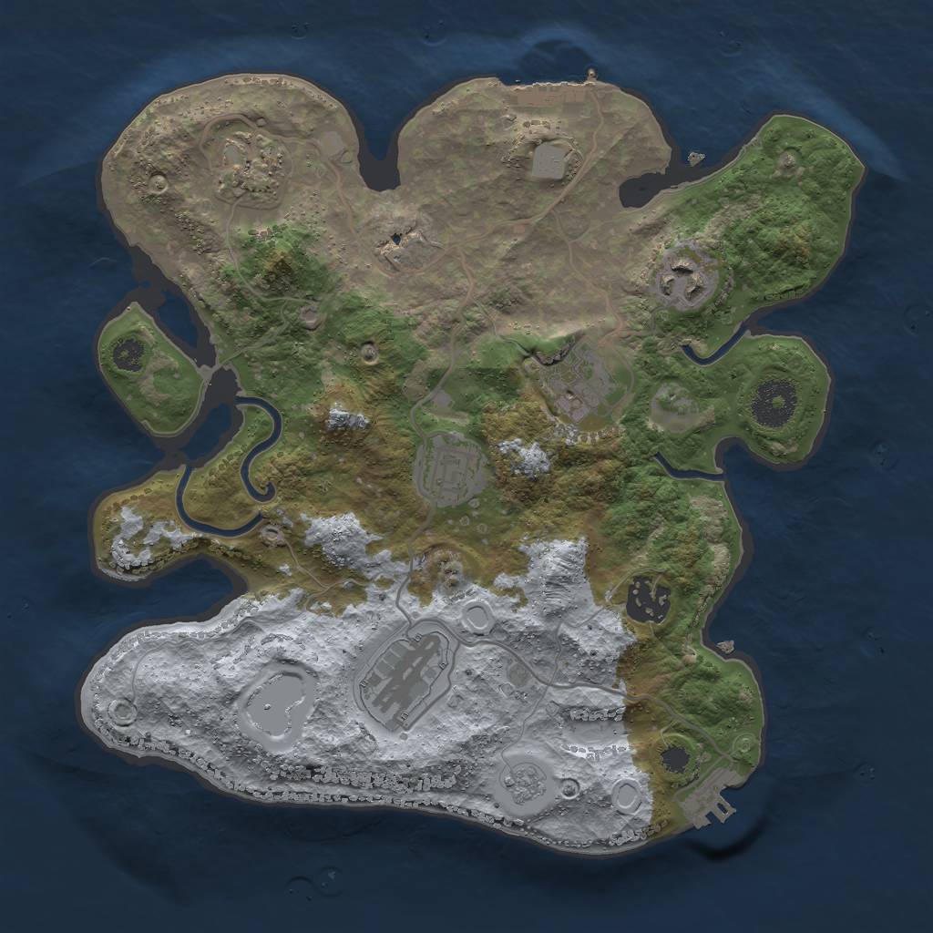 Rust Map: Procedural Map, Size: 3000, Seed: 913440222, 12 Monuments