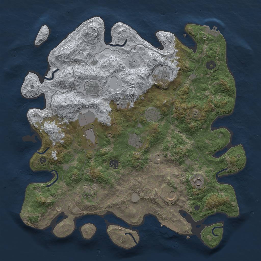 Rust Map: Procedural Map, Size: 4000, Seed: 578847619, 19 Monuments