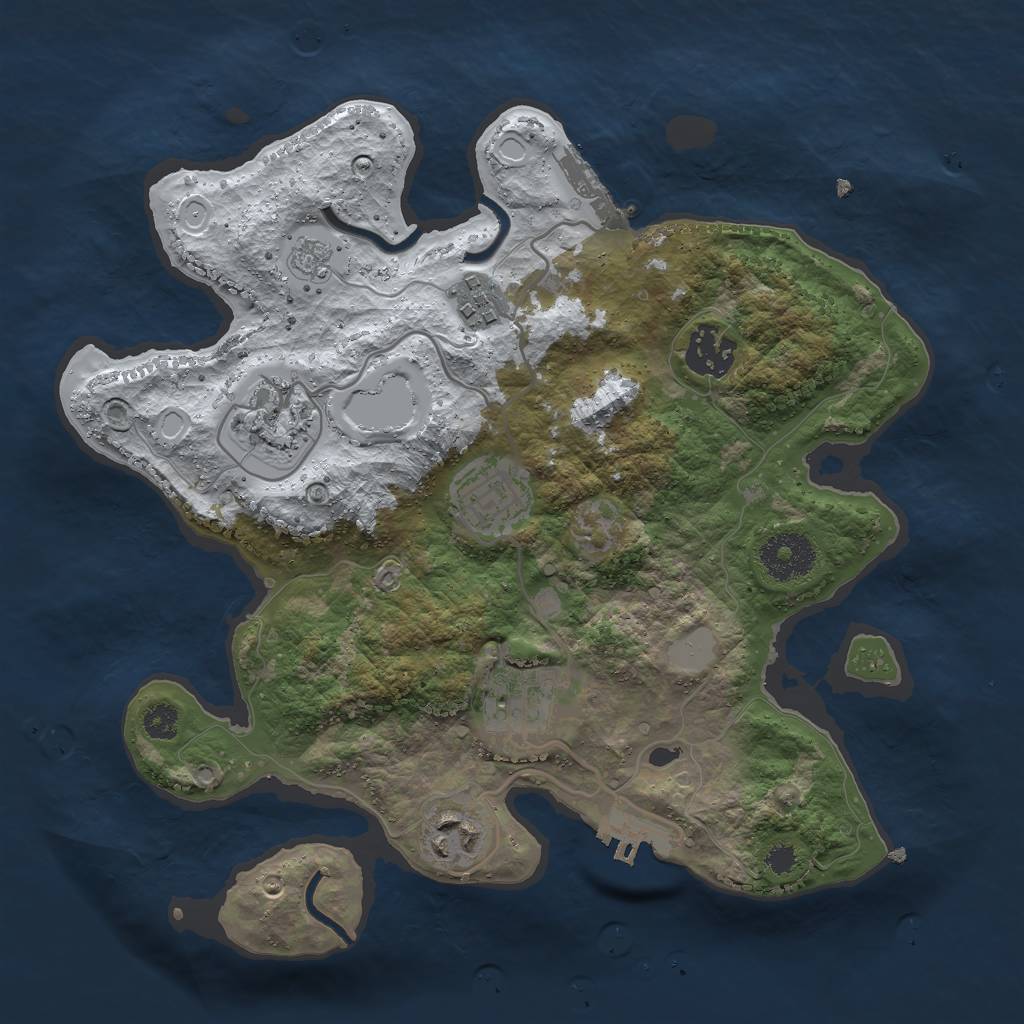 Rust Map: Procedural Map, Size: 3000, Seed: 46174, 14 Monuments