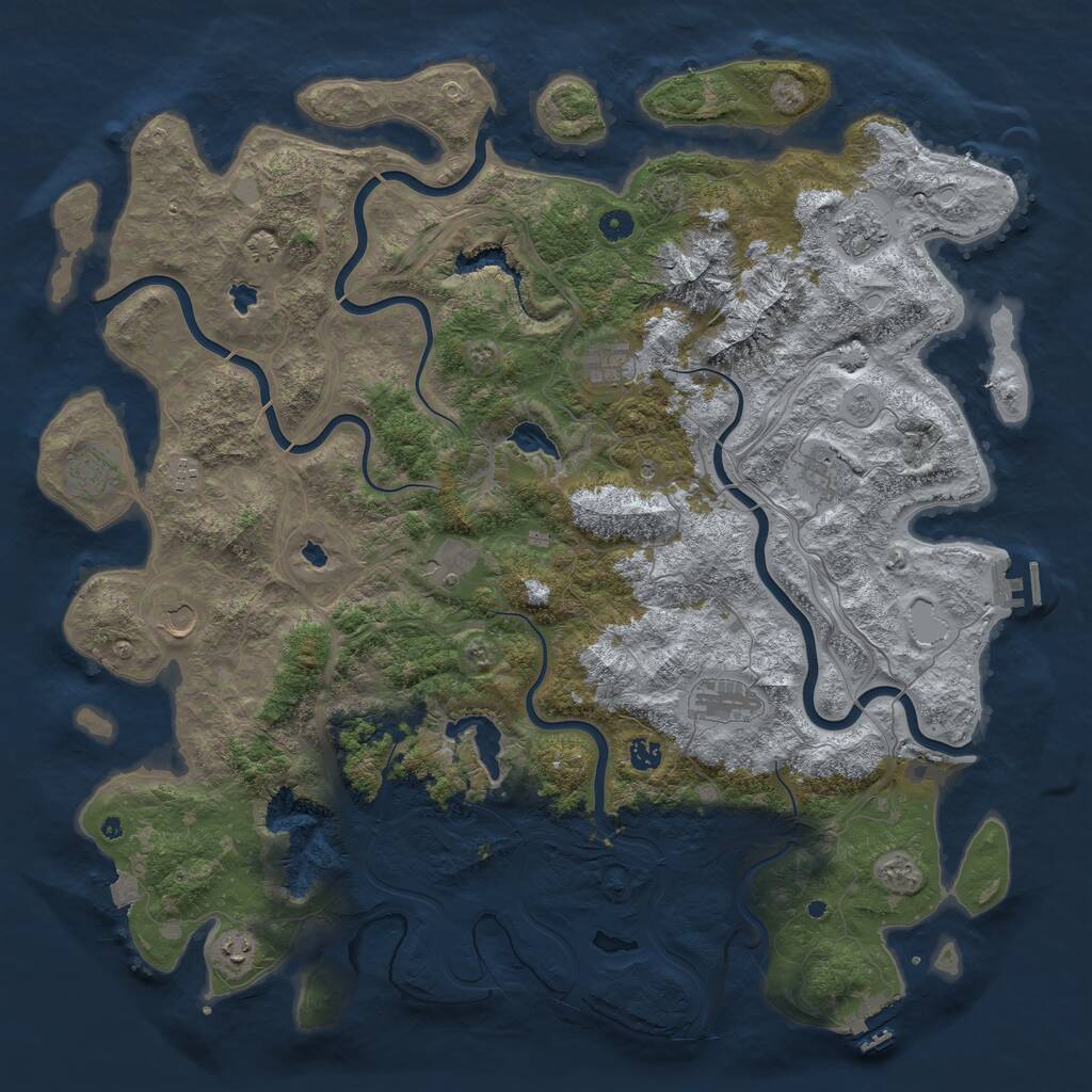 Rust Map: Procedural Map, Size: 5000, Seed: 123923145, 16 Monuments