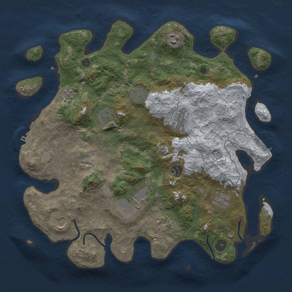 Rust Map: Procedural Map, Size: 3800, Seed: 23498, 19 Monuments