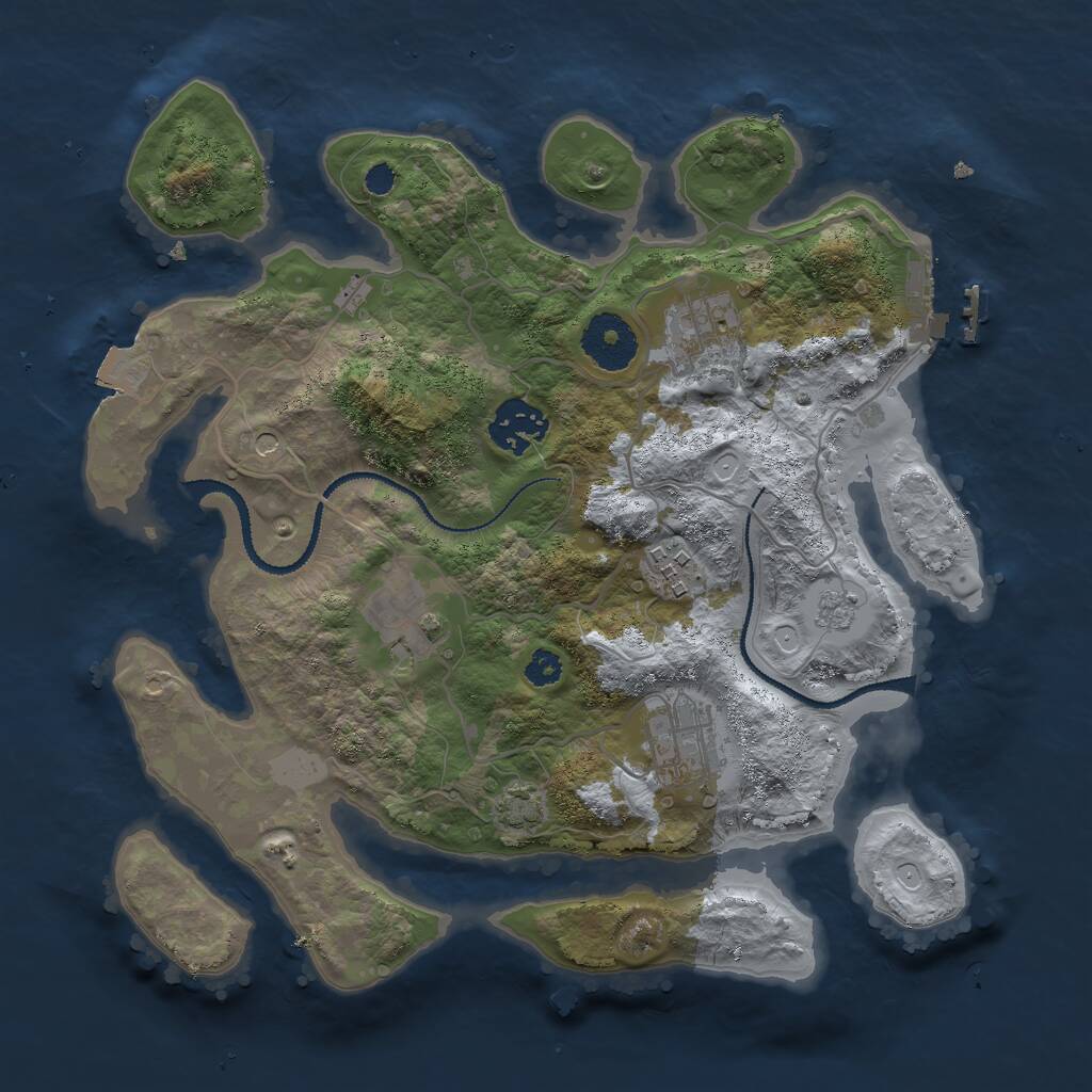 Rust Map: Procedural Map, Size: 3000, Seed: 2036947748, 10 Monuments